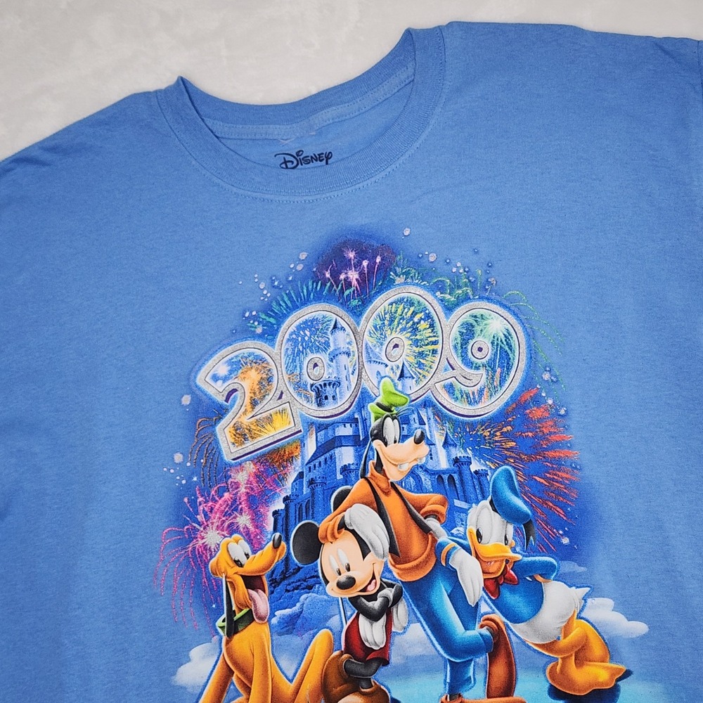 Disney World 2009 T Shirt Adult Large Blue‎ Mickey Mouse Magic Kingdom NWT READ